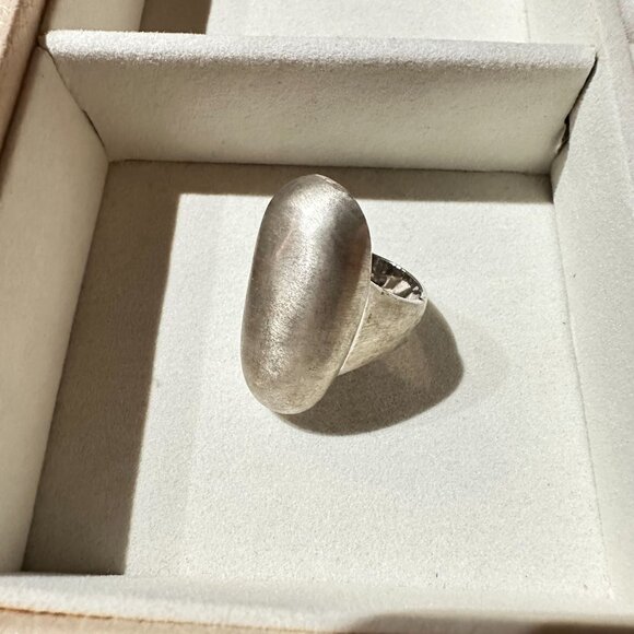 Park Lane Silver-Tone Bean Ring Size 7 Sleek Modern Design - Picture 7 of 10